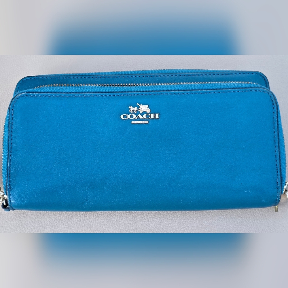 Coach Vibrant Blue Leather Wristlet